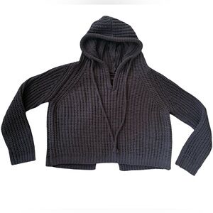 Shadow & Sky - Women’s Cropped, Open Knit Hooded Sweater Size: S